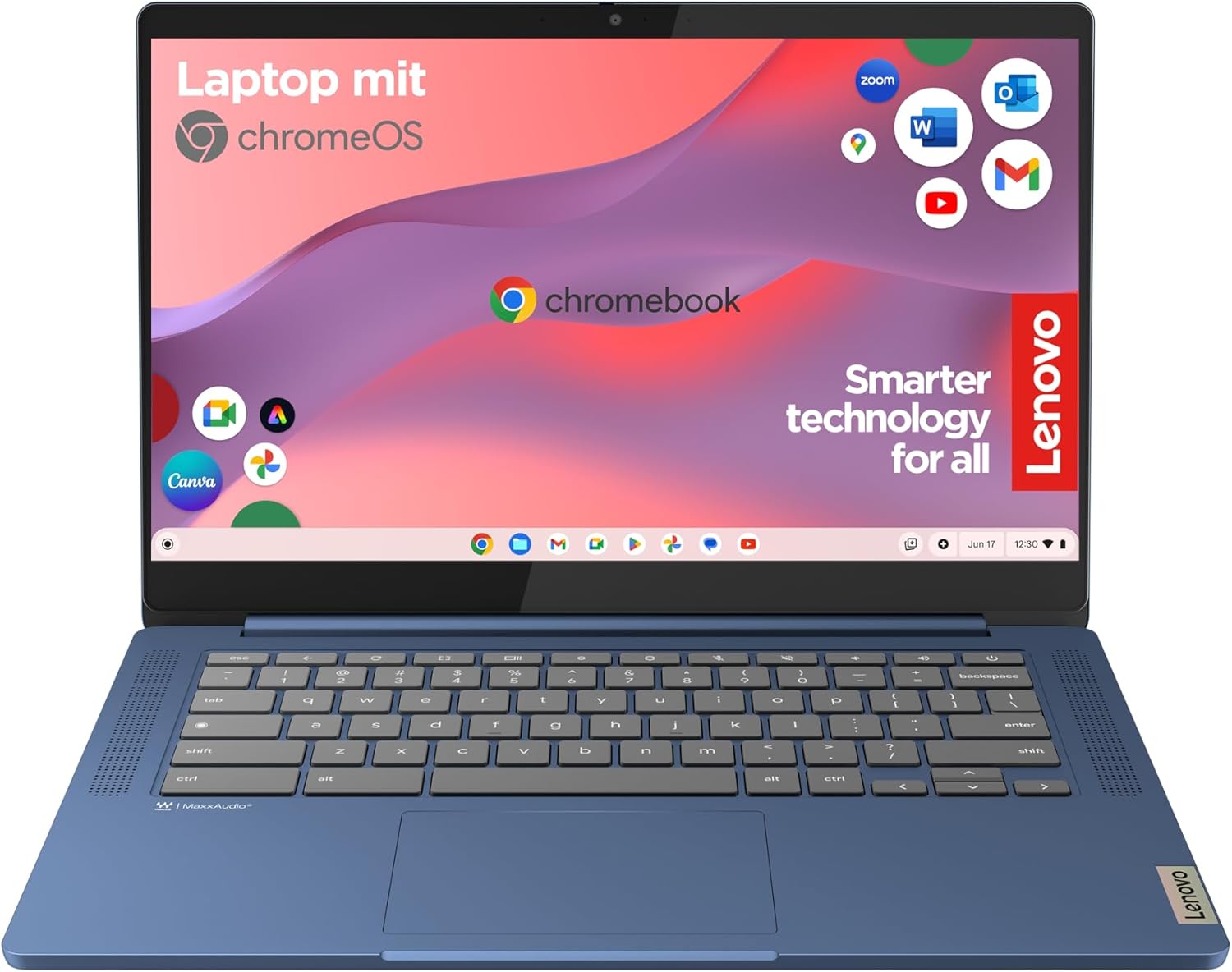 Lenovo Chromebook IdeaPad Slim 3 | 14 Inch Full HD Display | Mediatek MT8186 | 4GB RAM | 64GB SSD | ARM Mali-G52 Graphics | Chrome OS | QWERTZ | Blue