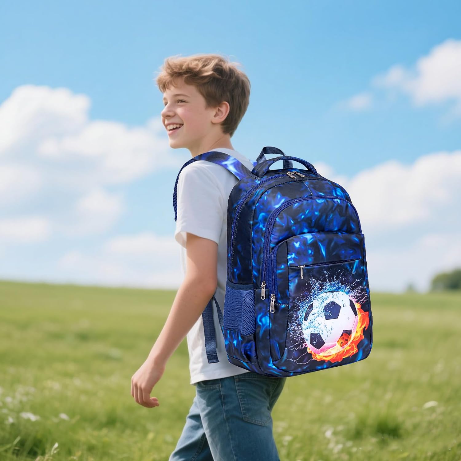 LEDAOU School Backpack Boys Teenagers Children Juvenile Girls Daypack Girls Leisure Backpack, blue, Backpack – Bild 8