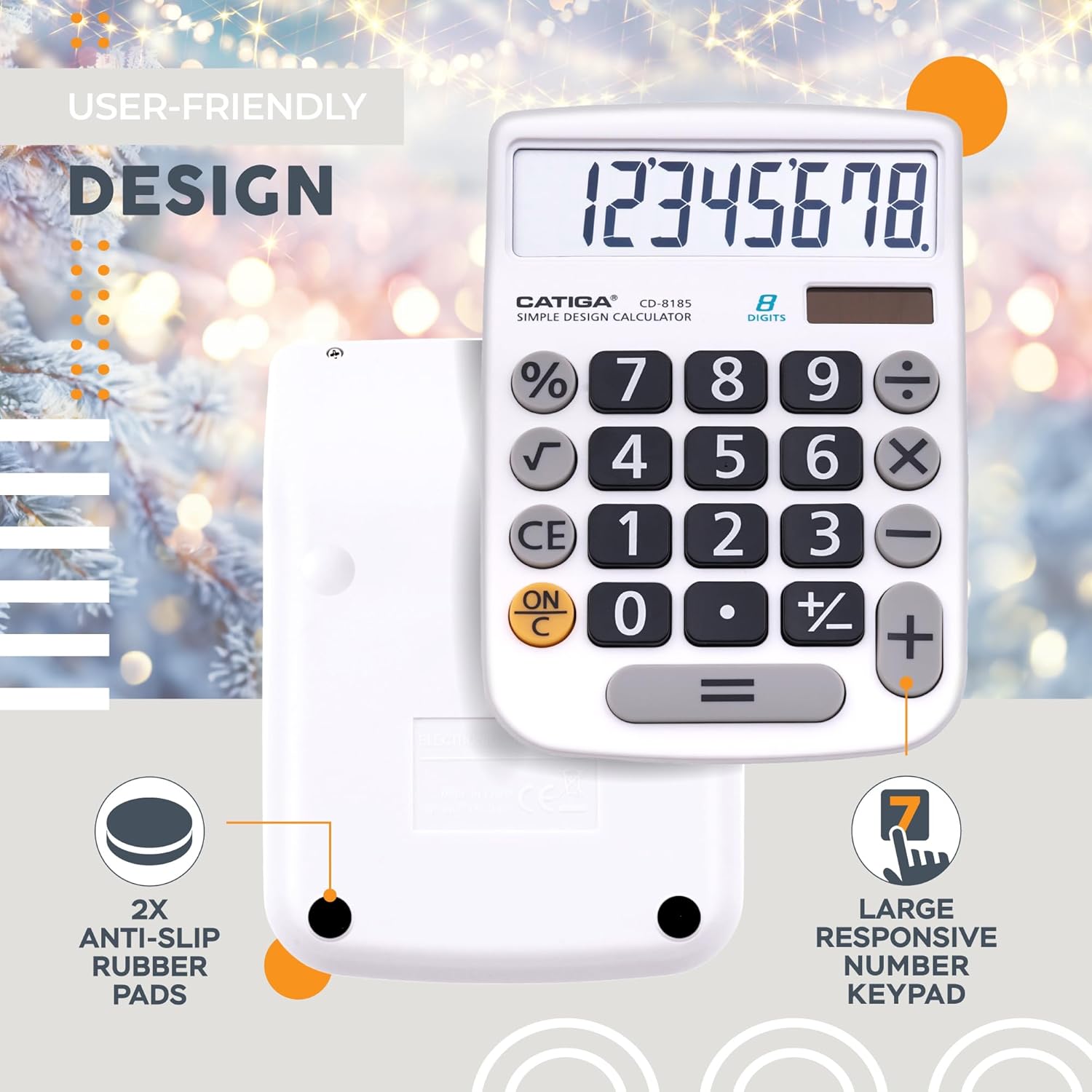 CATIGA 8 Digit Desktop Calculator with Solar and Battery Powered, Easy-to-Read LCD Display and Large Buttons - Ideal for Home, Office, School, Teaching and Business, CD-8185 – Bild 5