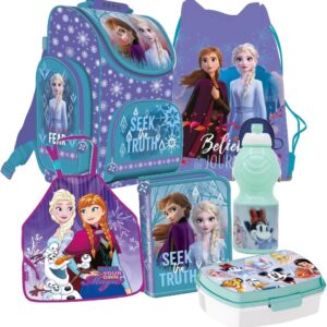 Disney Frozen School Bag Satchel School Backpack School Bag Set 6 Pieces Includes Sticker by Kids4shop Blue