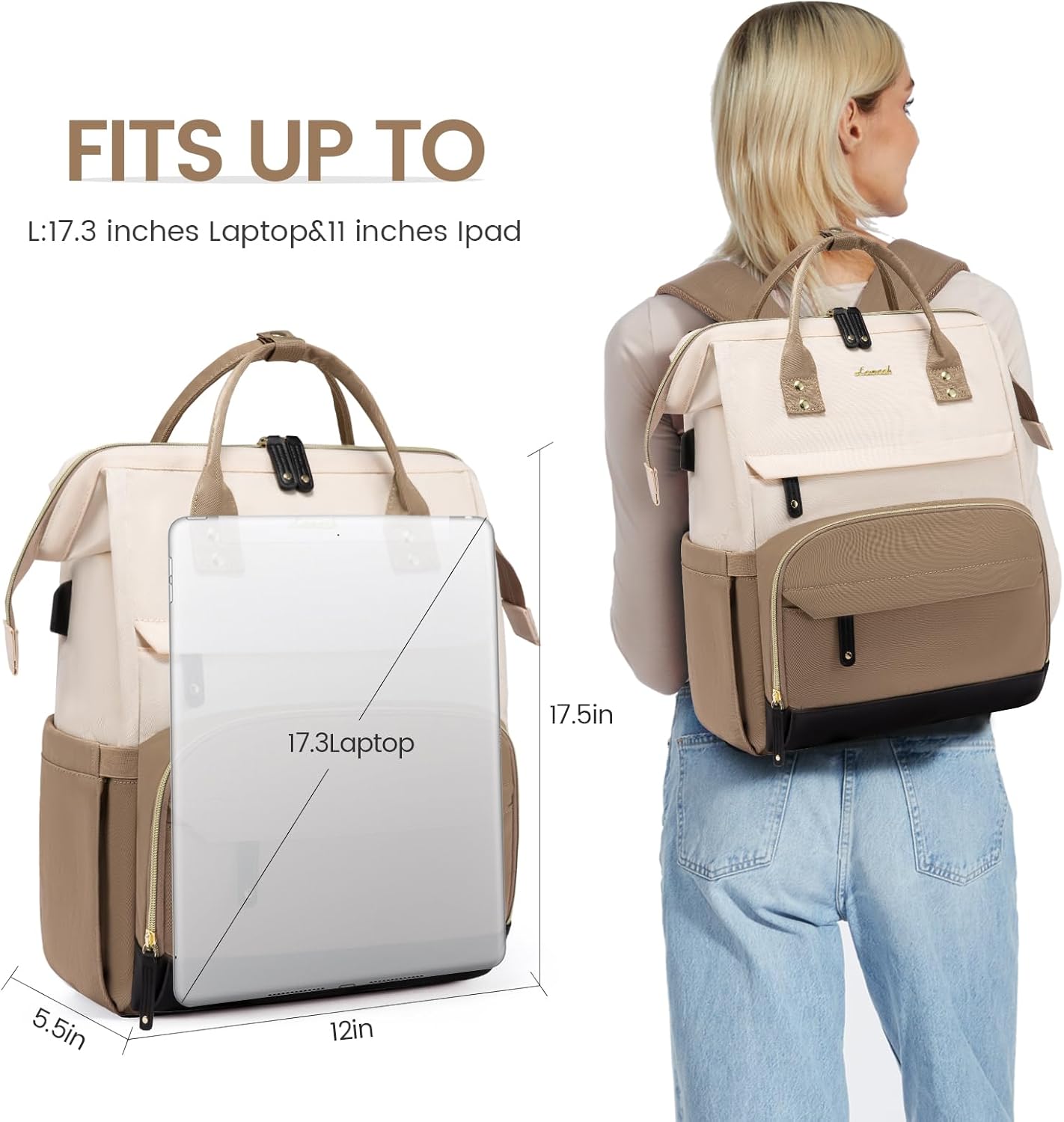 LOVEVOOK Backpack Women's Laptop Backpacks with Laptop Compartment 15.6 Inch School Backpack Girls Teenager School Bag Backpack Daypack Waterproof for School Travel Business – Bild 2