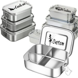 Stainless Steel Lunch Box with Compartments, Personalised Lunch Box Leak-Proof with Name Engraving, Bento Box as Lunch Box for Children and Adults with Compartments 850 ml/1400 ml/2400 ml