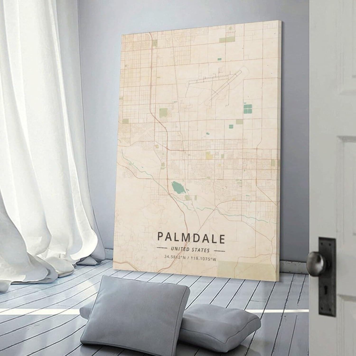 LZTEN Palmdale Poster mit Karte der Vereinigten Staaten, Vintage-Druck, Leinwand, Wandkunstdruck, Poster für Zuhause, Schule, Büro, Dekorrahmen, 40 x 60 cm – Bild 2