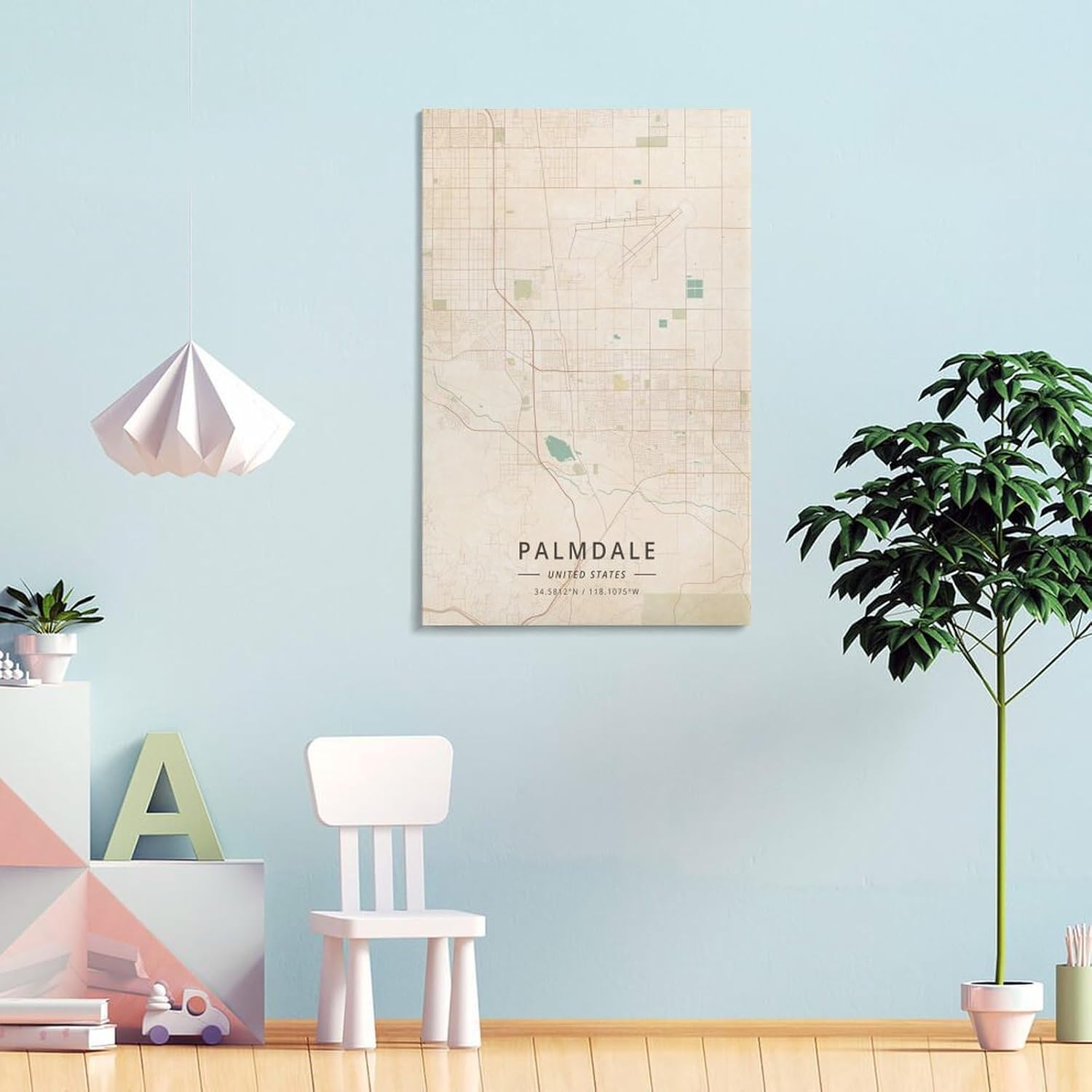 LZTEN Palmdale Poster mit Karte der Vereinigten Staaten, Vintage-Druck, Leinwand, Wandkunstdruck, Poster für Zuhause, Schule, Büro, Dekorrahmen, 40 x 60 cm – Bild 4