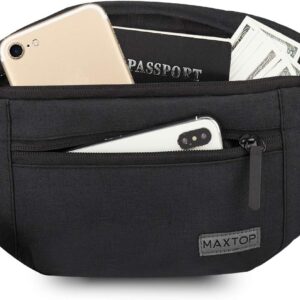 Maxtop Bum Bag for Men and Women, Waist Bag, Outdoor Large Mobile Phone Bag, Sports, Waterproof, Running Belt Shoulder Bag, Money Belt for Camping, Hiking, Fitness, Cycling, Gifts
