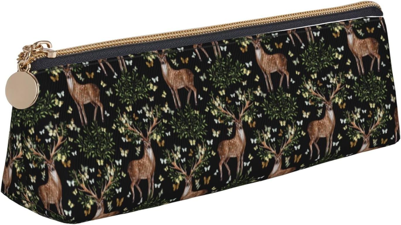 Federmäppchen, Kosmetiktasche, Stiftetui, dreieckiges Leder, Aufbewahrungstasche, Reißverschluss, Schreibwaren-Organizer für Erwachsene, Büro