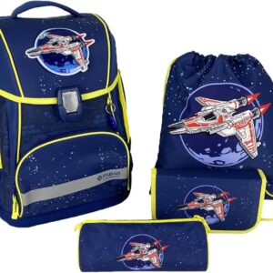 FaBAG Soccer/Tiger 78023-072 5-Piece School Bag Set with Gym Bag, Pencil Case, Pencil Case and Individual Patches, Lightweight and Ergonomic, Approx. 22 L Volume