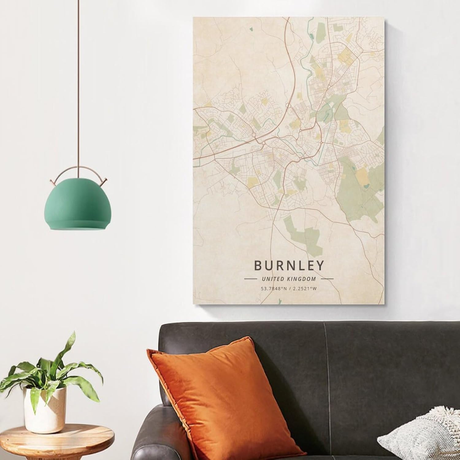 LZTEN Burnley Poster mit Karte des Vereinigten Königreichs, Vintage-Druck, Leinwand, Wandkunstdruck, Poster für Zuhause, Schule, Büro, Dekoration, ungerahmt, 40 x 60 cm – Bild 3