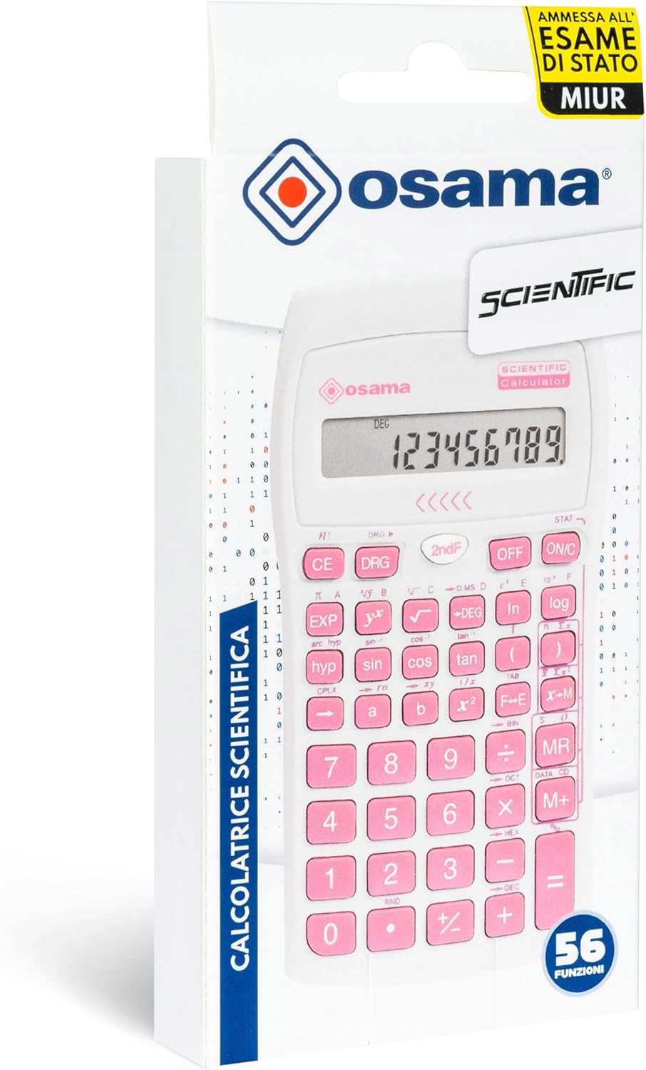Osama - Scientific Calculator with 56 Functions, 10 Mantissa Digits and 2 Exponents, School Supplies with Sliding Sleeve for State Exams - School Supplies for Back to School, Pink – Bild 4
