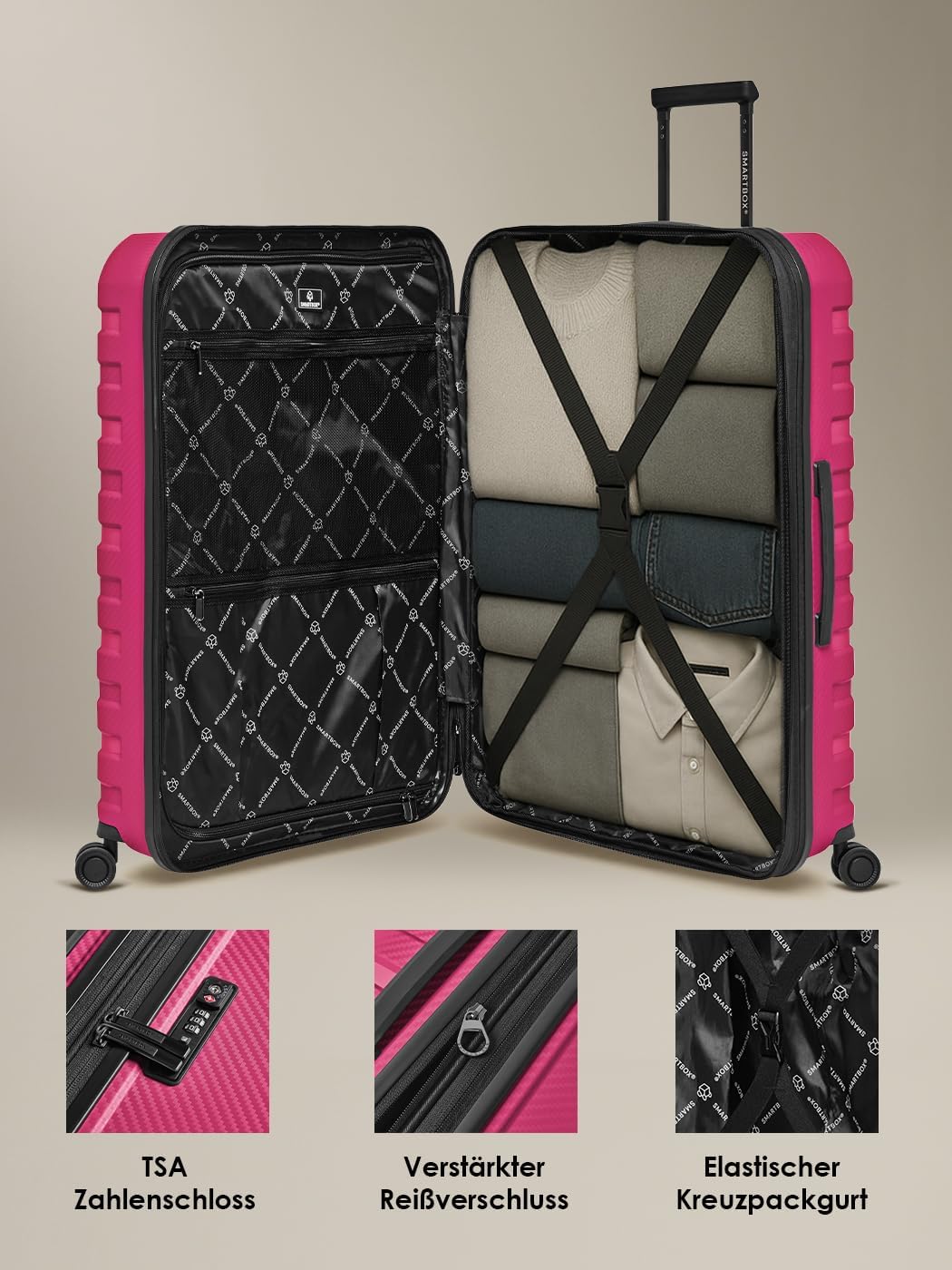 SMARTBOX Edition 01 Regular Item, Pink, Hard shell trolley with swivel castors – Bild 4