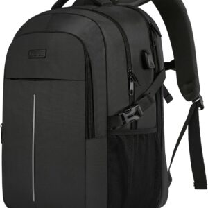 Extra Large Backpack Men's 55L 18.4 Inch Laptop for School Work with USB Charging Port Waterproof Business Travel Notebook Bag School Backpack for Men Women Boys Teenagers Black