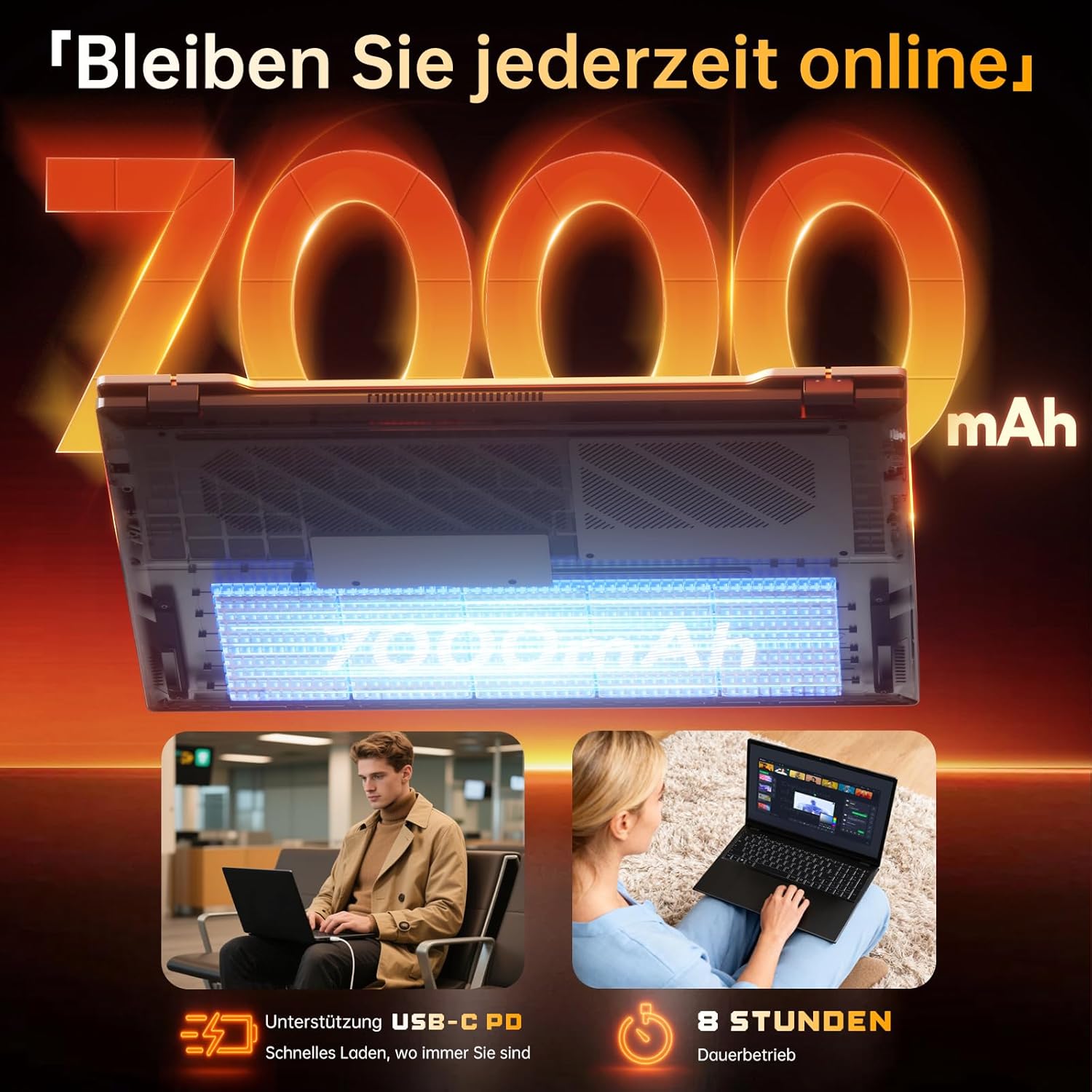 jumper Laptop 17.6 Inch 100% sRGB FHD Display, 16GB RAM 512GB SSD + 128GB eMMC, N95 CPU, Luminous Keyboard, WiFi 6, 7000mAh, Notebook for Students and Business – Bild 4