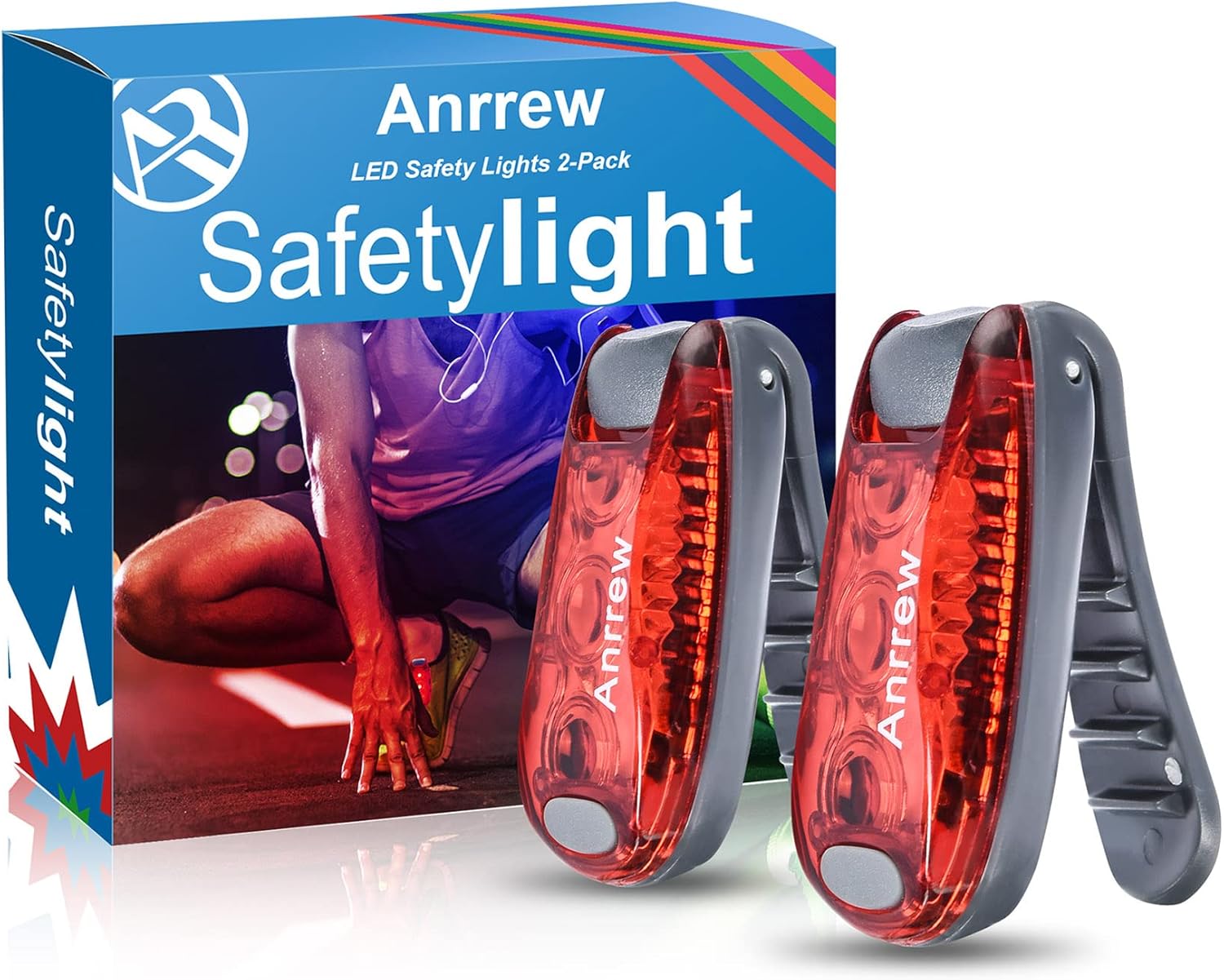 Flashing Light School Bag Light LED Safety Light Set of 2 Clip Reflector Backpack Light Running Light Pram Light Ideal for Joggers, School Bag for Children, Prams, Light Pendant Dog