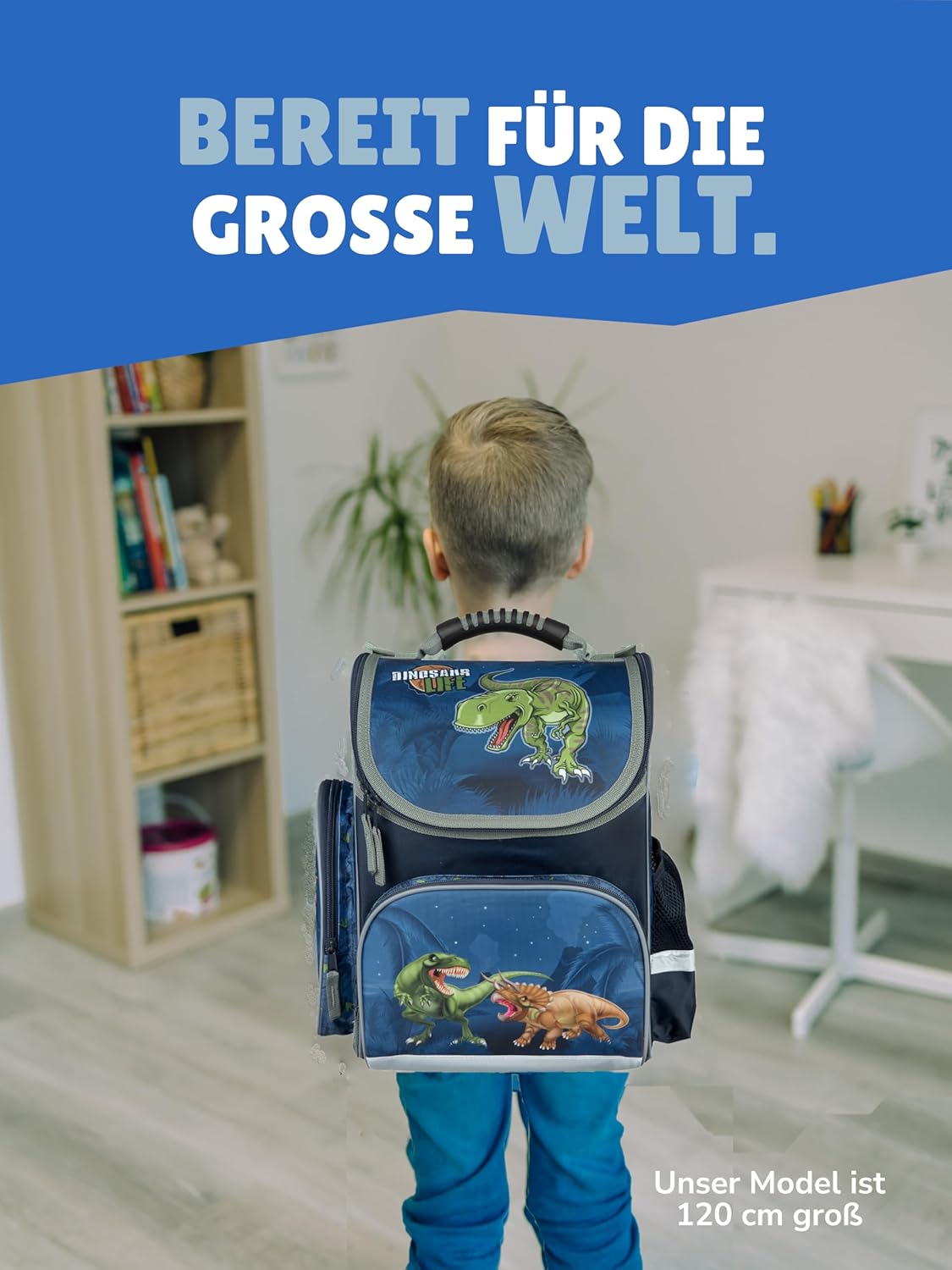 Familando School Bag 1st Class · Ergonomic Satchel · School Bag for Boys and Girls (Complete Set with School Cone, Dinosaur Dinosaur World) – Bild 3