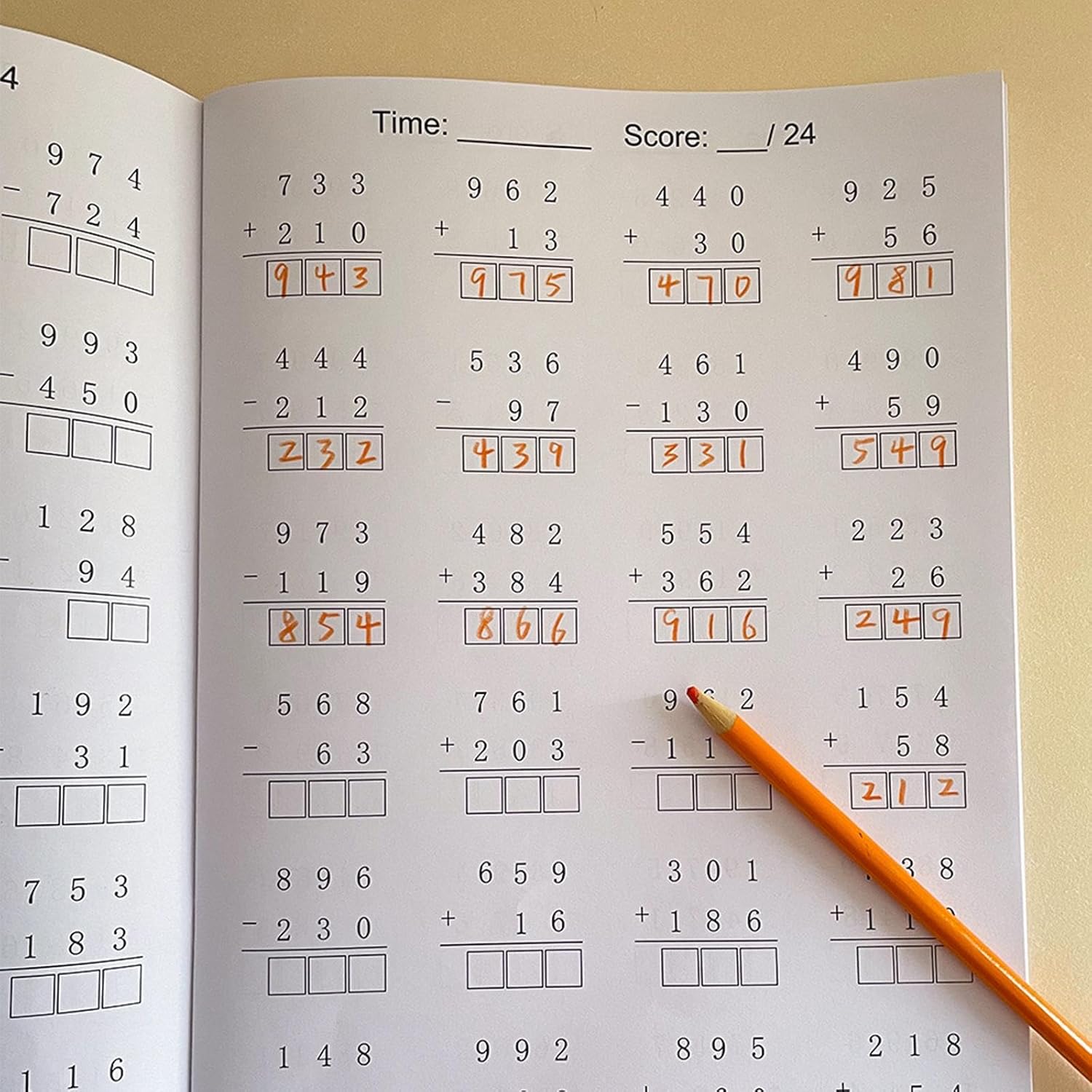 predolo Mathe-arbeitsbuch Zahlen Innerhalb 1000 Subtraktion Addition Lernheft Motivierende Übungen für Kinder Alter 6+ Vorschule 28cmx20.5cm – Bild 3