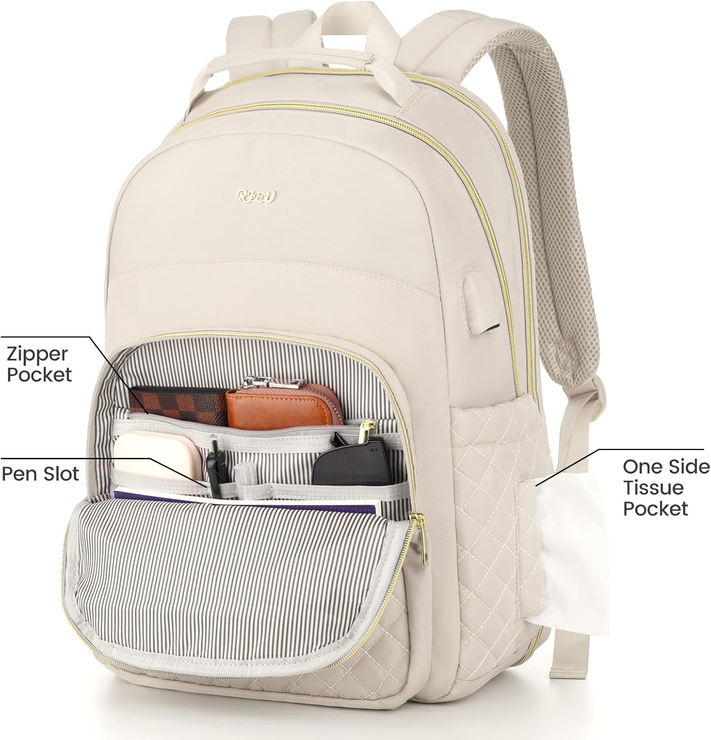 Women's Backpack with Laptop Compartment, School Bag with Ergonomic Design, Daypack for Travel, Leisure, Gifts, Waterproof – Bild 3