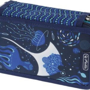 herlitz TriCase 31-Piece Pencil Case with Motif, Deep Ocean, writing case