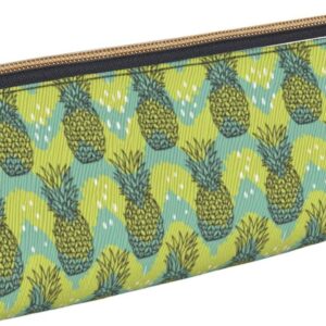 Tropical Fruit and Pine Pattern Pencil Case Cosmetic Bag Pen Pouch Triangle Leather Storage Bag Stationery Organizer with Zipper for Adults Office, Tropical Fruit Of Pineapple Pattern 01, Bag
