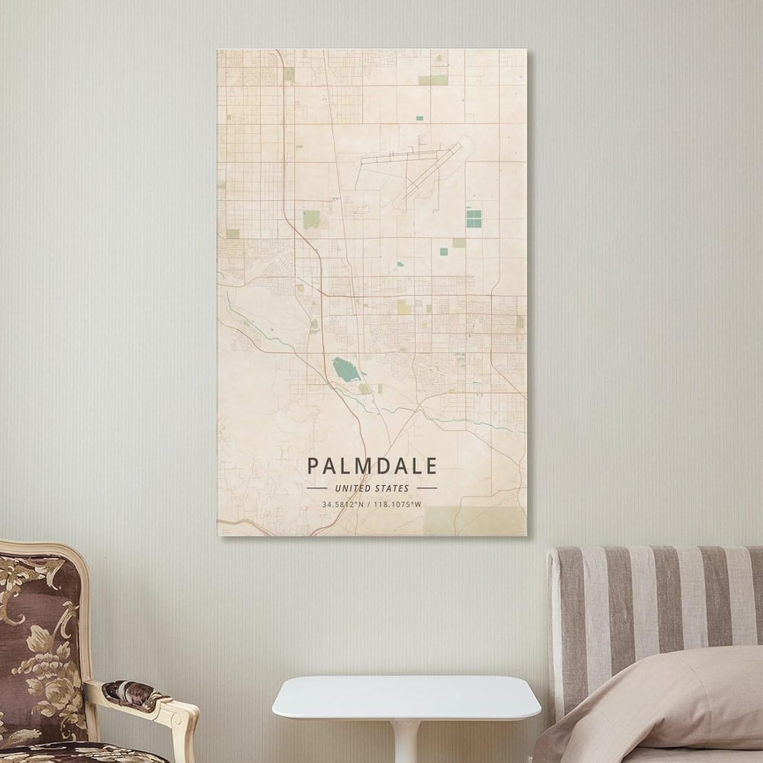 LZTEN Palmdale Poster mit Karte der Vereinigten Staaten, Vintage-Druck, Leinwand, Wandkunstdruck, Poster für Zuhause, Schule, Büro, Dekorrahmen, 40 x 60 cm – Bild 3