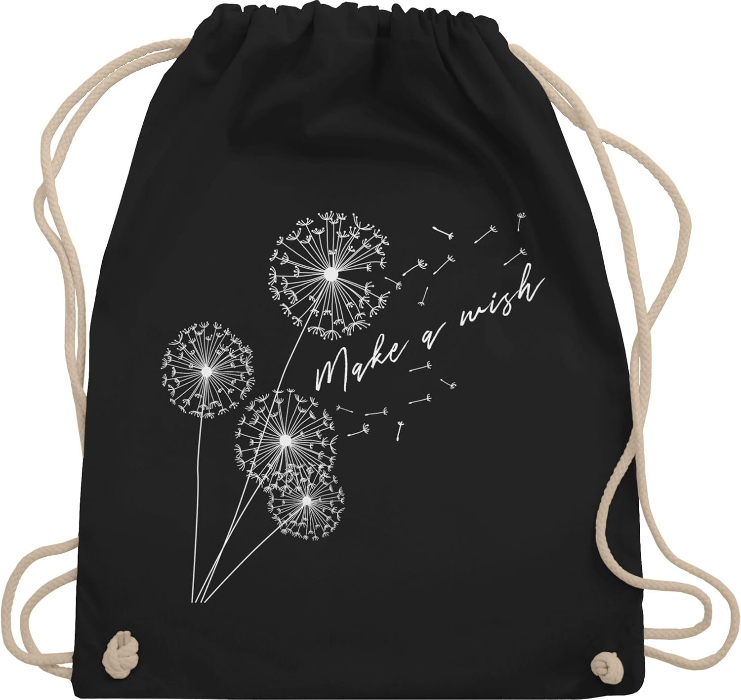 Shirtracer - Gym Bag Backpack - Sayings Statement - Dandelion Make a Wish White