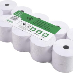 Exacompta 40592E Pack of 10 Till Rolls, 1-Ply Offset (Wood-Free) Standard, Width: 57 mm, Length 40 m, Diameter Core 12 mm, 60 g/m² Extra for Inkjet Printing, Cash Registers, Desktop Calculators and