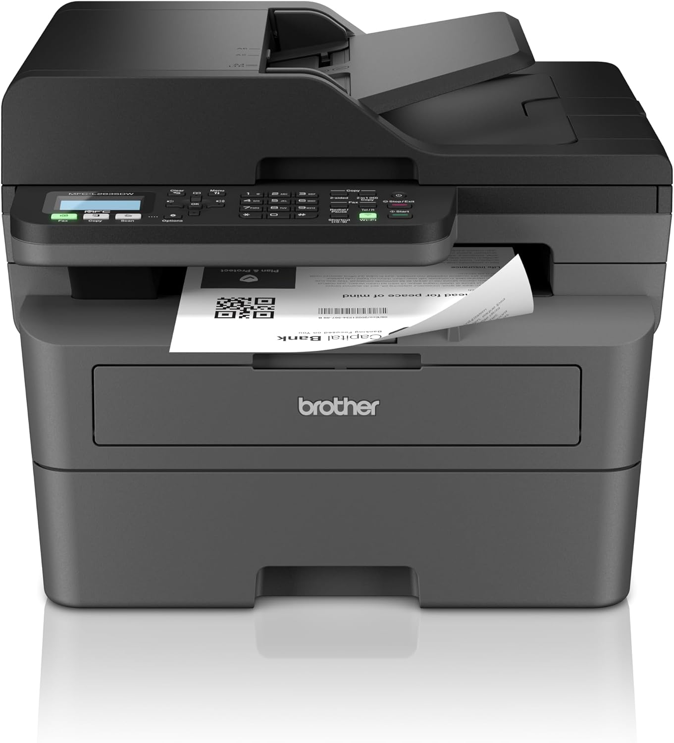 Brother MFC-L2835DW - 4-in-1 Multifunction Printer (Print/Scan/Copy/Fax) Laser Printer Monochrome - WLAN & Ethernet - Document Feeder (ADF) for 50 Sheets - Print Speed of 32 Pages
