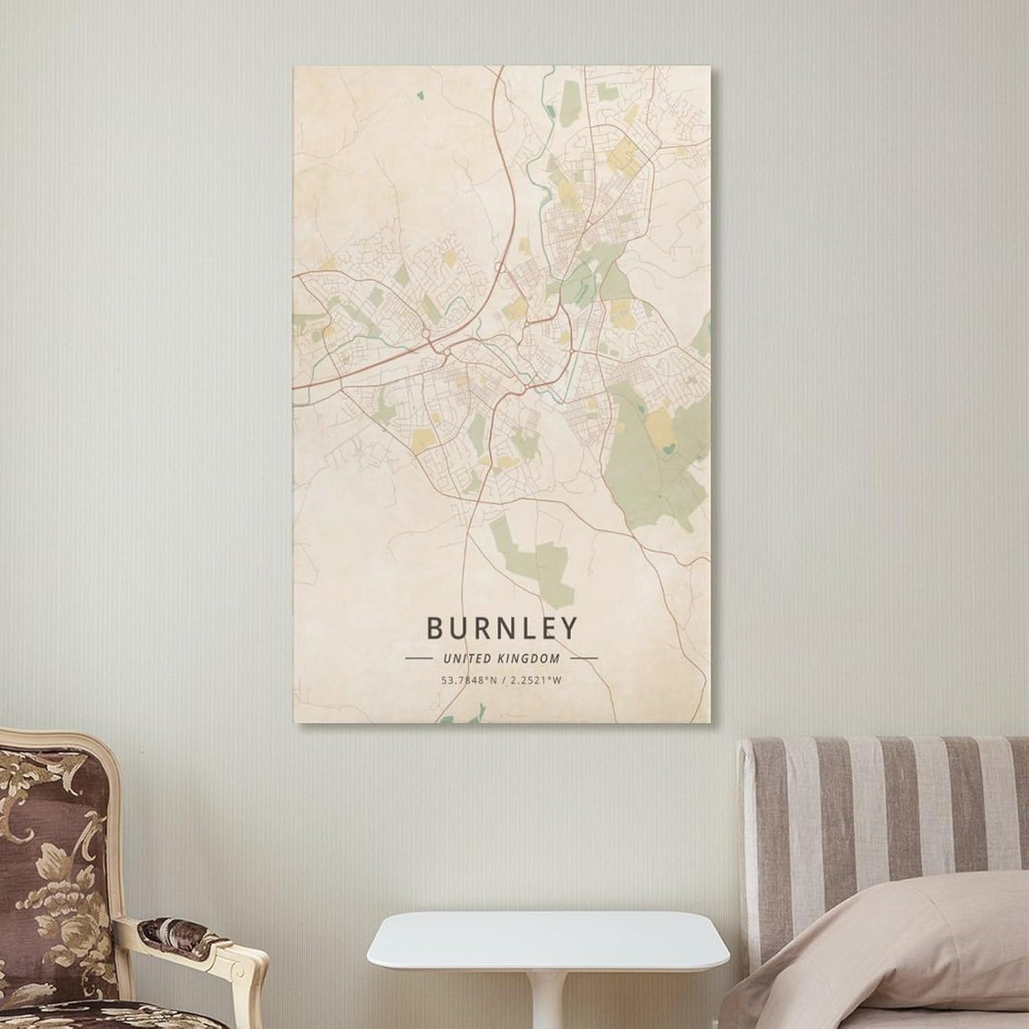 LZTEN Burnley Poster mit Karte des Vereinigten Königreichs, Vintage-Druck, Leinwand, Wandkunstdruck, Poster für Zuhause, Schule, Büro, Dekoration, ungerahmt, 40 x 60 cm – Bild 4