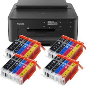 IC-Office TS705a Colour Inkjet Printer (Printer, USB, CD Print, Wi-Fi, LAN, Apple AirPrint) Black + 20 XXL Ink Cartridges