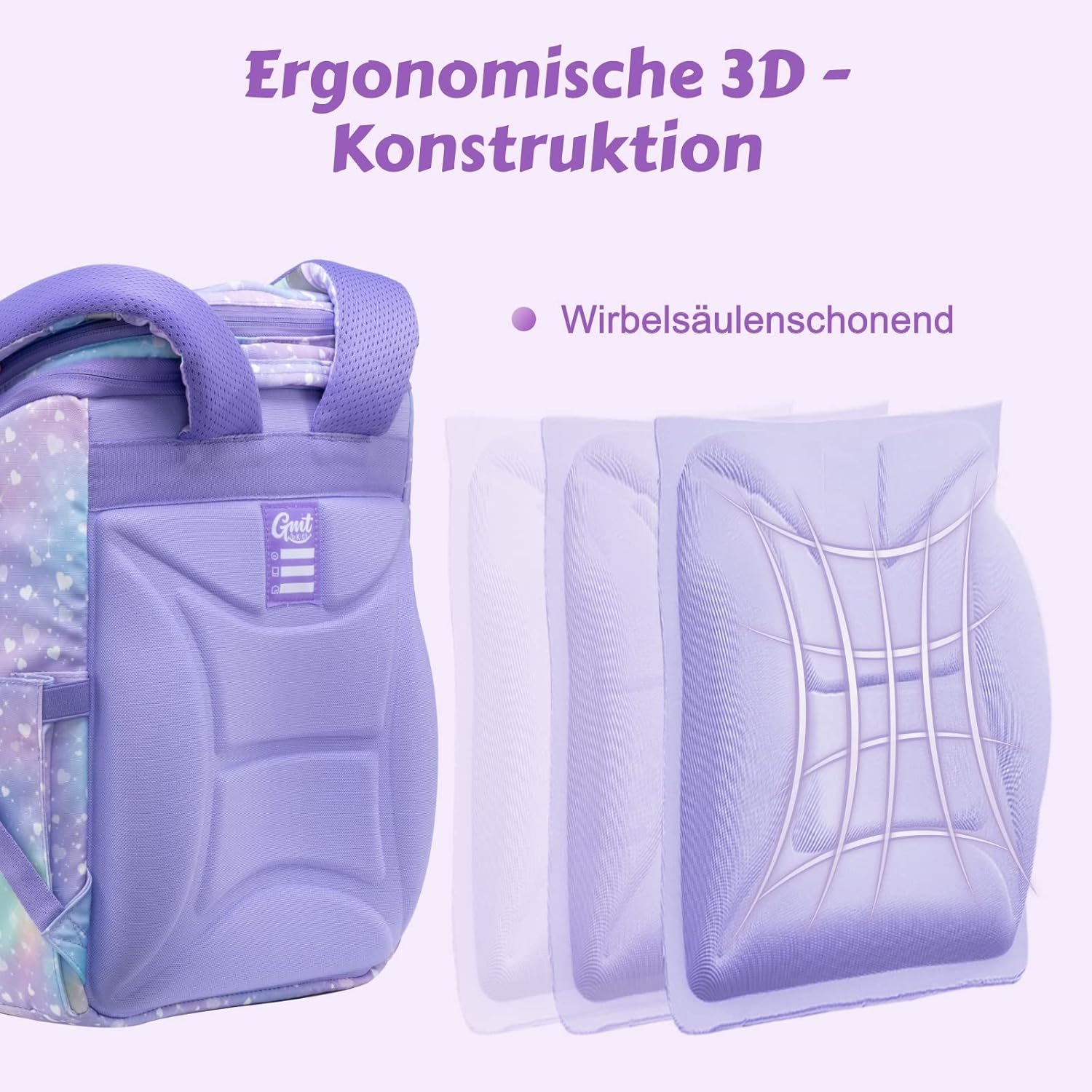School Bag Set 6 Pieces Ergonomic Ultralight School Bag Girls Boys Children School Backpack Primary School Bags 1-4th Class Backpack 22 L, Unicorn-purple-6-piece, Rucksack – Bild 2