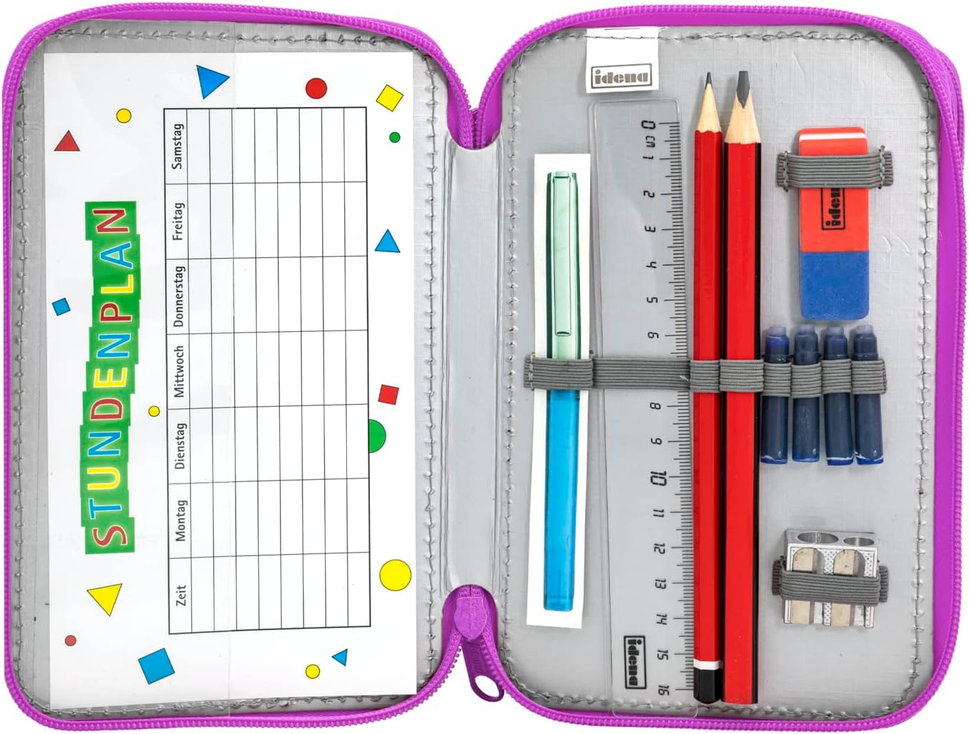 Idena 20126 Triple Pencil Case with 3 Zip Compartments Unicorn Design Filled Pencil Case with 47 Pieces – Bild 5