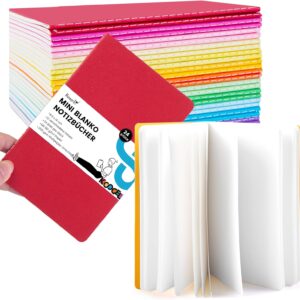 Koogel Pack of 24 small notepads, blank, A6 notepad, journal, diary, notepads, school notebooks, 14 cm x 9 cm, notebooks with kraft paper cover, 12 colours