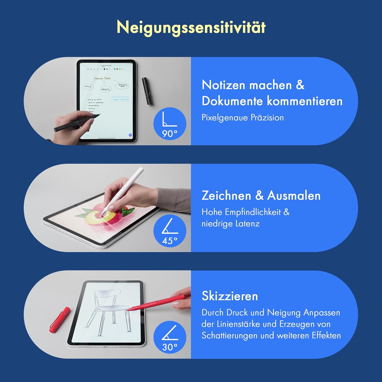 LAMY Safari Note+ All Black iPad Pen - Stylus Pen with Palm Rejection, Tilt Sensitivity & Ergonomic Grip - Compatible with Various iPad Models - Up to 10 Hours Battery Life – Bild 6