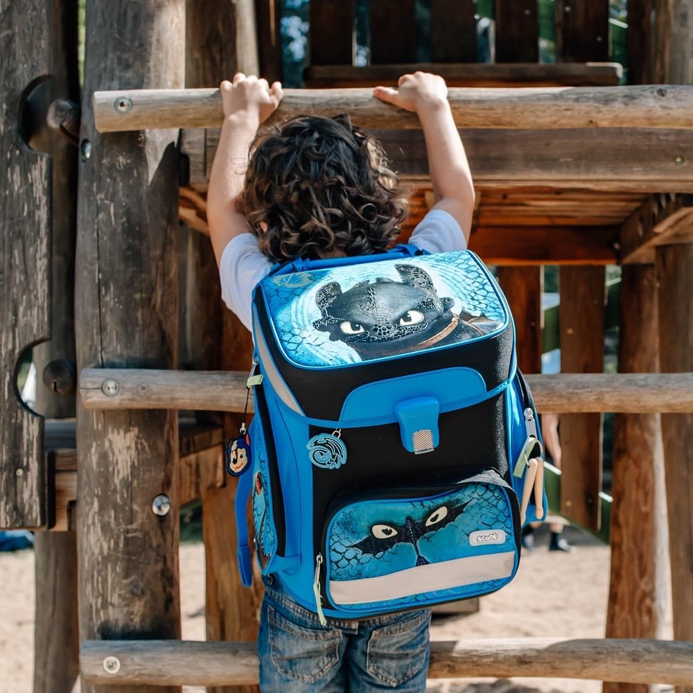 Familando Boys School Bag 1st Class · Scooli Easy Fit School Bag · Ergonomic & Lightweight · School Bag Set for Boys and Girls (6-Piece Set, Dragons Dragon Blue) – Bild 6