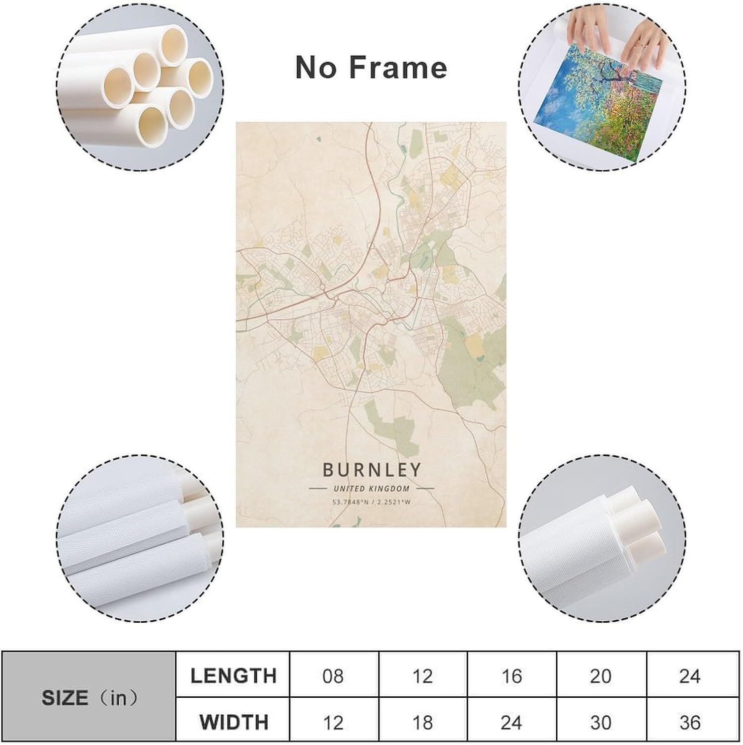 LZTEN Burnley Poster mit Karte des Vereinigten Königreichs, Vintage-Druck, Leinwand, Wandkunstdruck, Poster für Zuhause, Schule, Büro, Dekoration, ungerahmt, 40 x 60 cm – Bild 6
