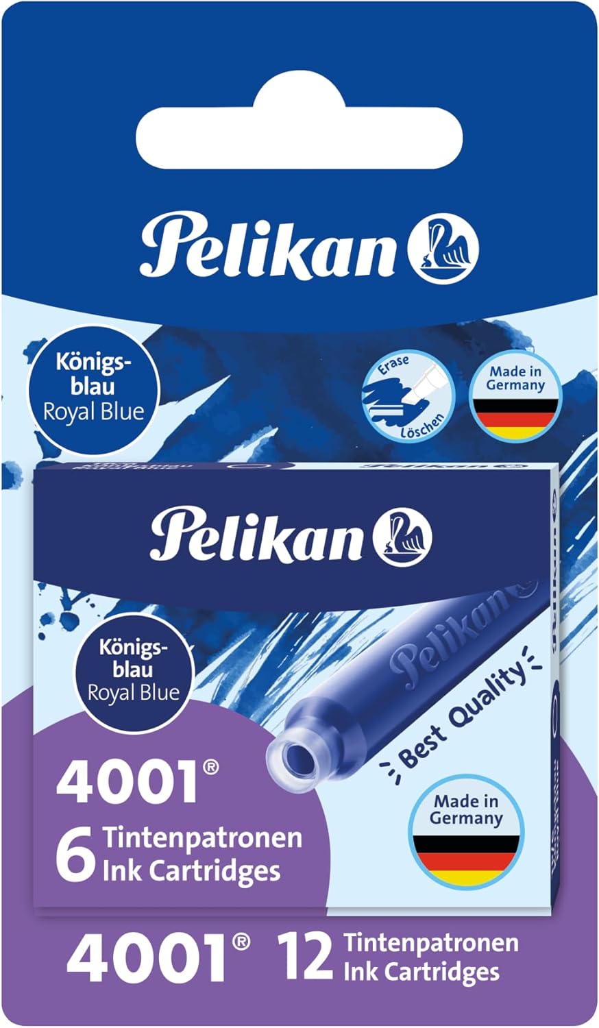 Pelikan 4001 Ink Cartridge for Fountain Pen - Royal Blue (Pack of 12)
