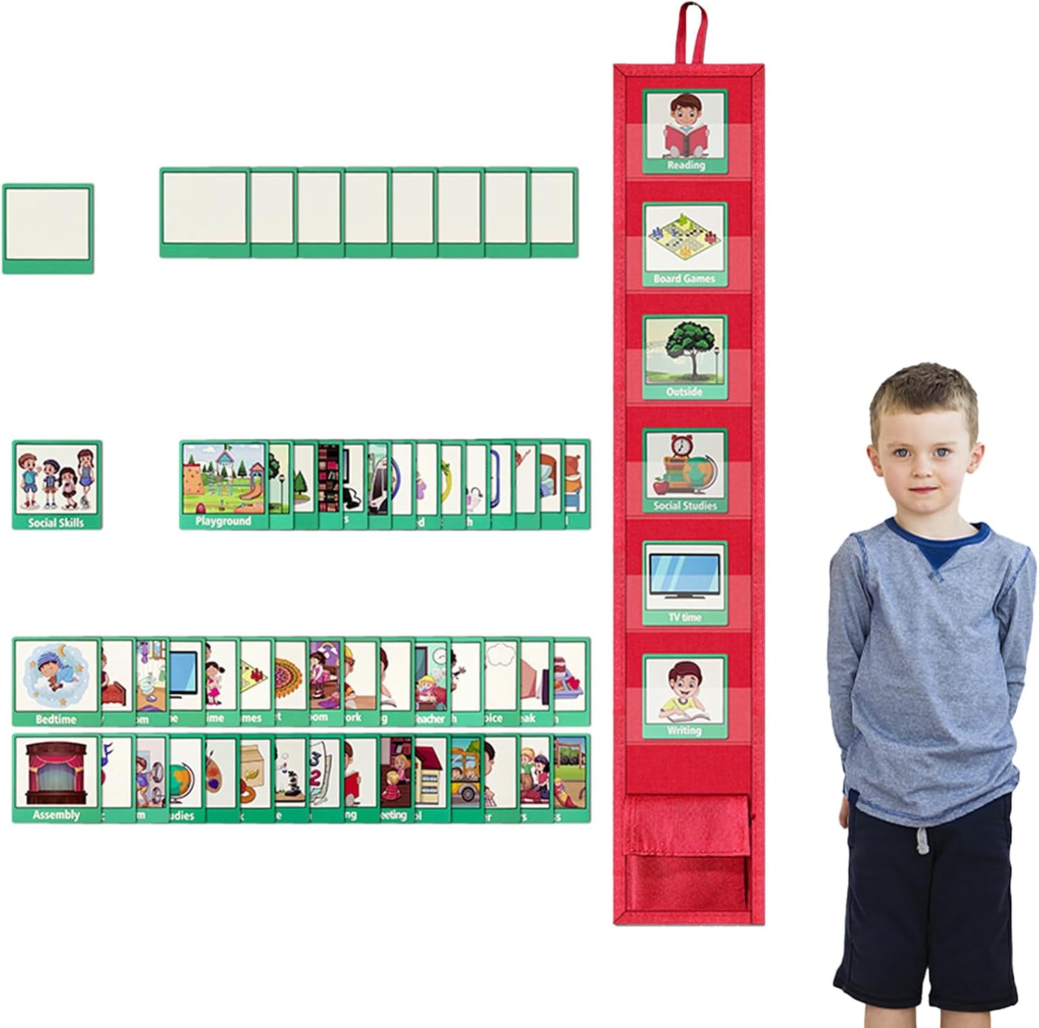 Children's Calendar, Visual Timetable with 45 Pieces Routine Cards, Autism Children's Calendar, Vision Board, Weekly Planner, Routine Schedule Cards, Daily Schedule Cards, Children's Picture Cards for