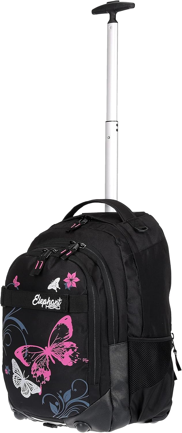 ELEPHANT Trolley Hero Signature Trolley Backpack School Trolley Design 12646, Butterfly Black Pink, School trolley – Bild 9