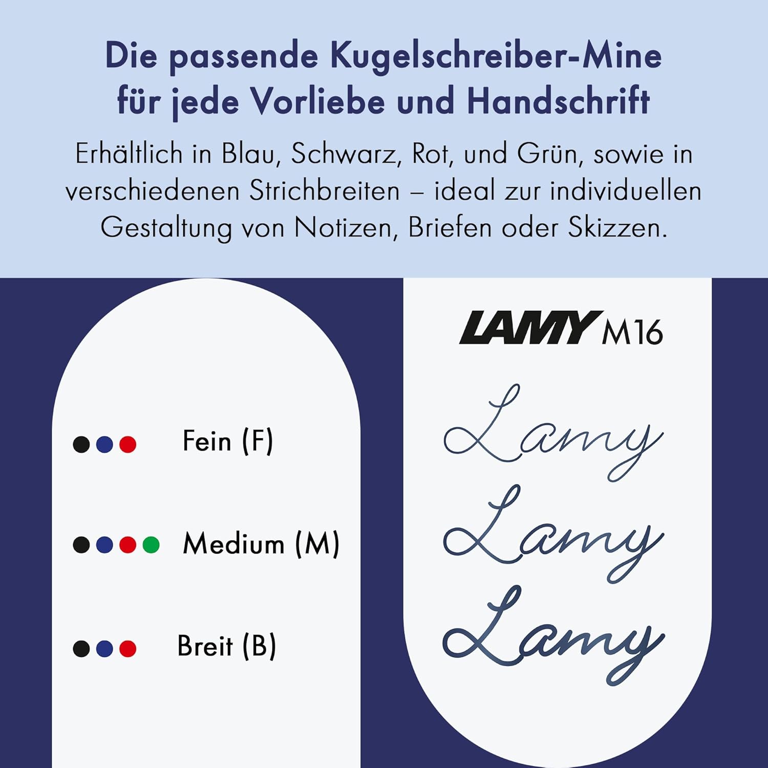 LAMY M16 Set of 2 Ballpoint Pen Large Capacity Metal Refill – Original Replacement Refill for All Lamy Ballpoint Pen Models – Indelible – Medium Line Width in Ink Colour Black – Bild 3