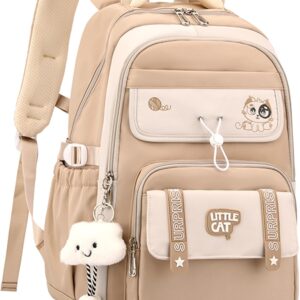 School Backpack Teenager Girls School Bag Backpack Waterproof for Girls Boys Large School Bag with Multiple Compartments Laptop Backpack with Charms for School, Travel and Everyday Use