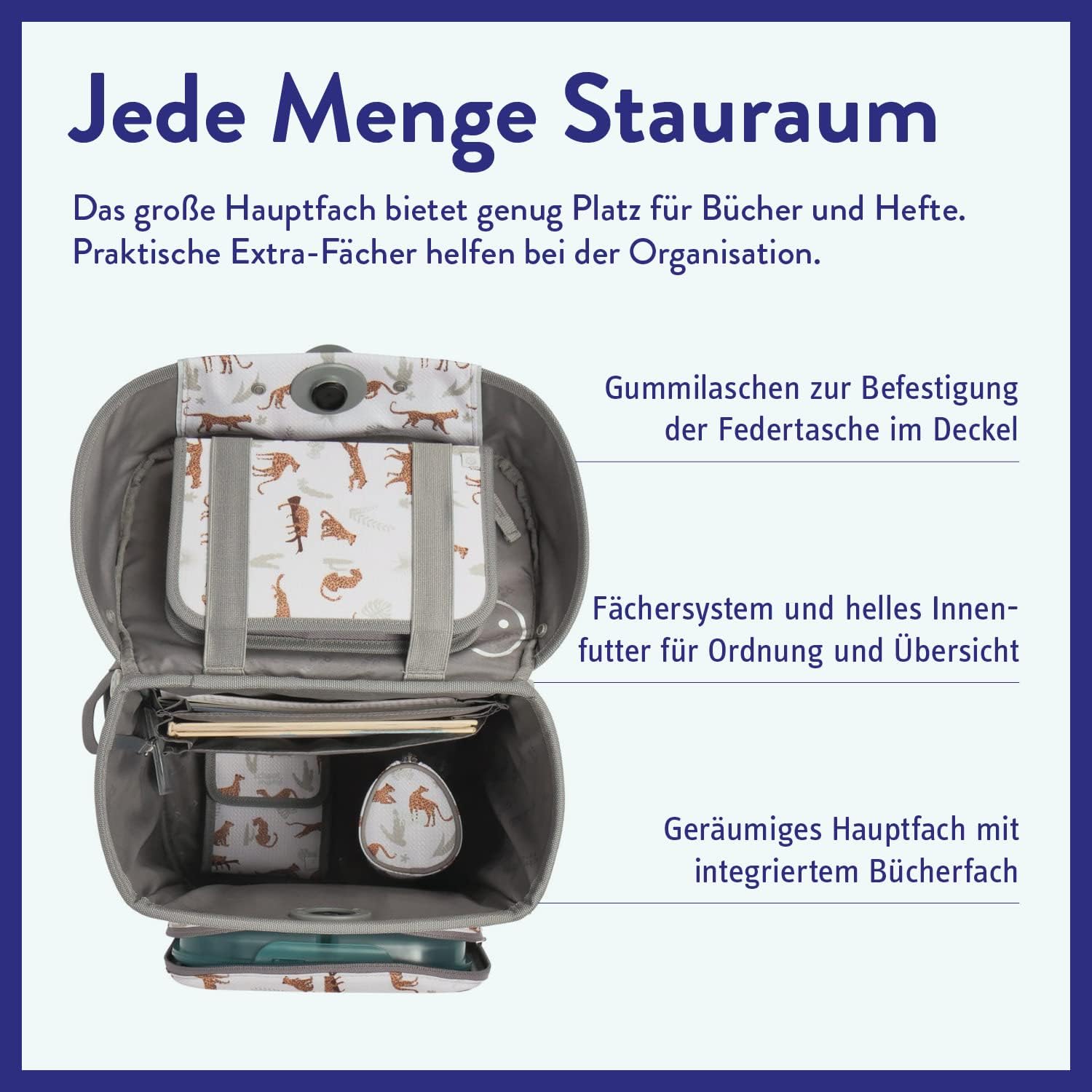 SCHOOL-MOOD Leopard 7-Piece Hero Maxx Air+ School Bag Set Including Accessories, Ergonomic School Bag for Boys and Girls, School Bag – Bild 4