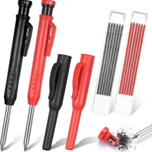 Set of 2 Deep Hole Marker Pencils, Construction Site Pencils, Carpenter's Pencils, Drill Hole Marker with 12 Pencil Leads, Carpenters Pencil, Deep Hole Marker for Carpentry, Construction Pencil