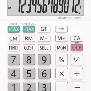 Sharp EL-334W 12 Digit Folding Stand Solar Desktop Calculator White