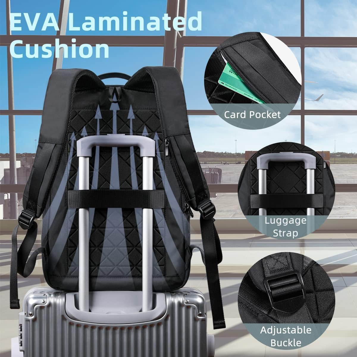 Backpack Men's Expandable Laptop Backpack 15.6 Inch Waterproof Business Backpack with USB Port Backpack Travel Backpack Hand Luggage Casual Daypack for Work School University Travel – Bild 5