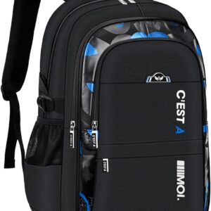 School Backpack Boys Teenagers - Waterproof School Bag - Lightweight & Fashionable Ergonomic Design - Daypack Large Children's Backpack Ideal for School & Travel, 8453# Black 1, Casual