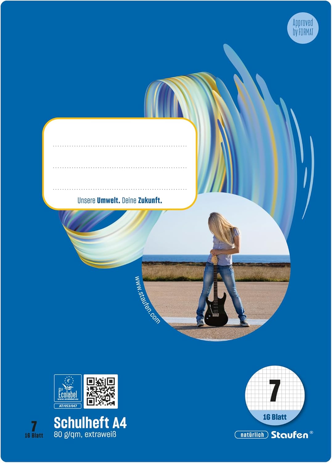 Staufen Style exercise book, 10 notebooks, 16 sheets each, DIN A4, ruling style 7 (7 mm squared), 80 g/m² paper
