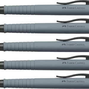 FABER-CASTELL 205024 Poly Ball Ballpoint Pen Urban Stone Grey Pack of 5 with Replaceable 0.5 mm Refill, Indelible