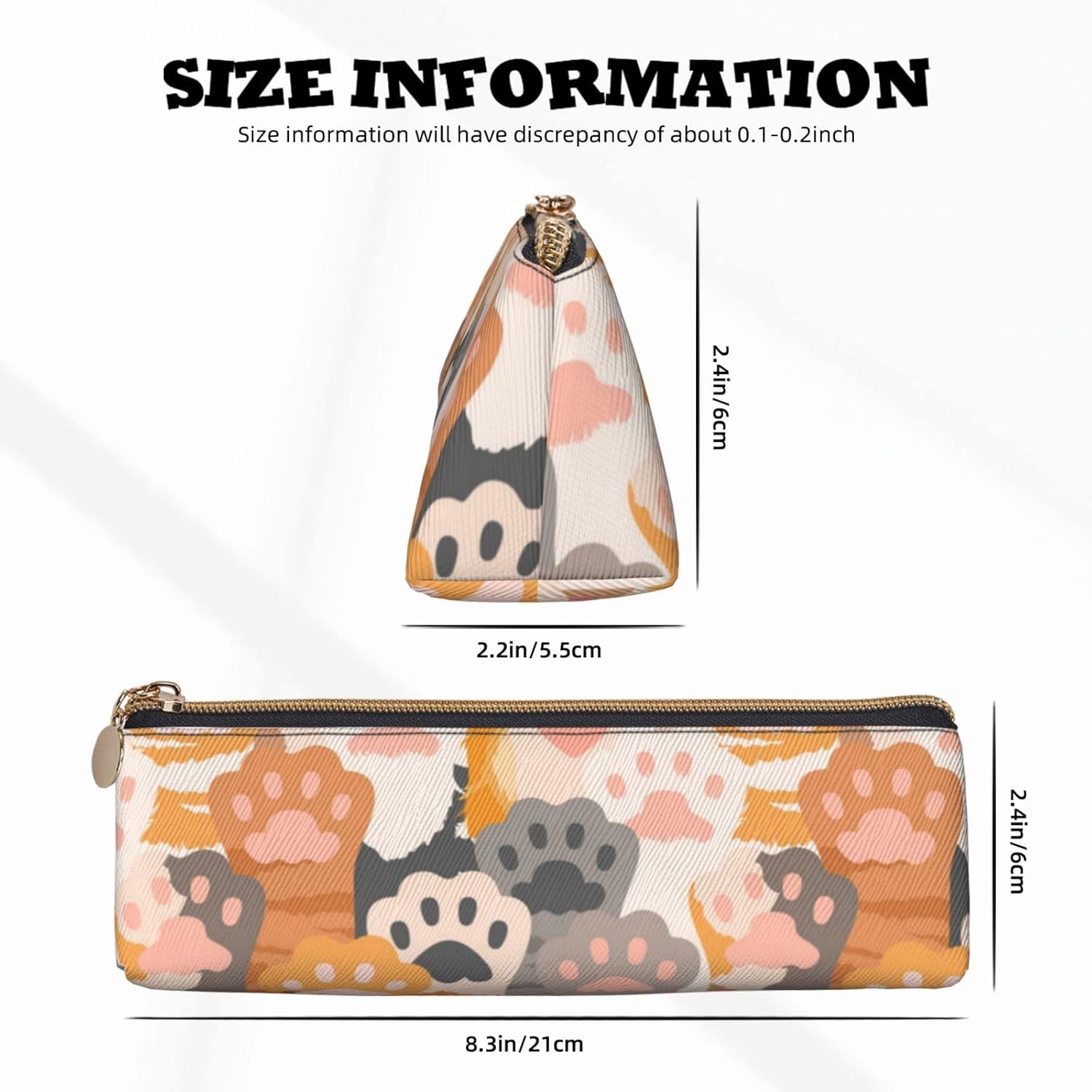 Federmäppchen mit niedlichem Tier-Katzen-Motiv, dreieckiges Stiftetui, tragbares Federmäppchen, Leder-Organizer mit Reißverschluss, Kosmetiktasche – Bild 6