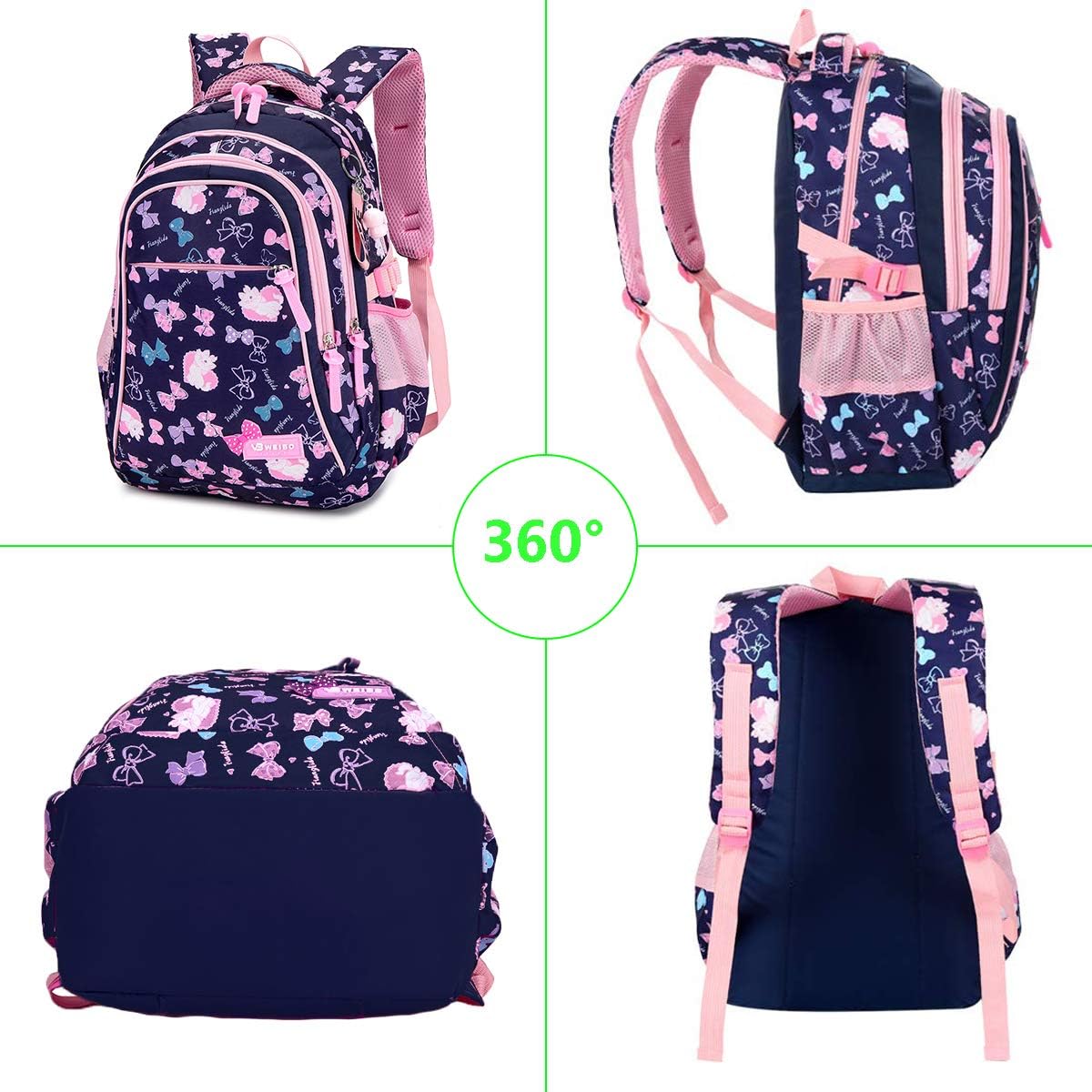 School Backpack School Bag Sports Backpack Leisure Backpack Daypacks Backpack for Girls & Children Teenagers with Large Capacity, Dark Blue Set, L, Classic – Bild 8