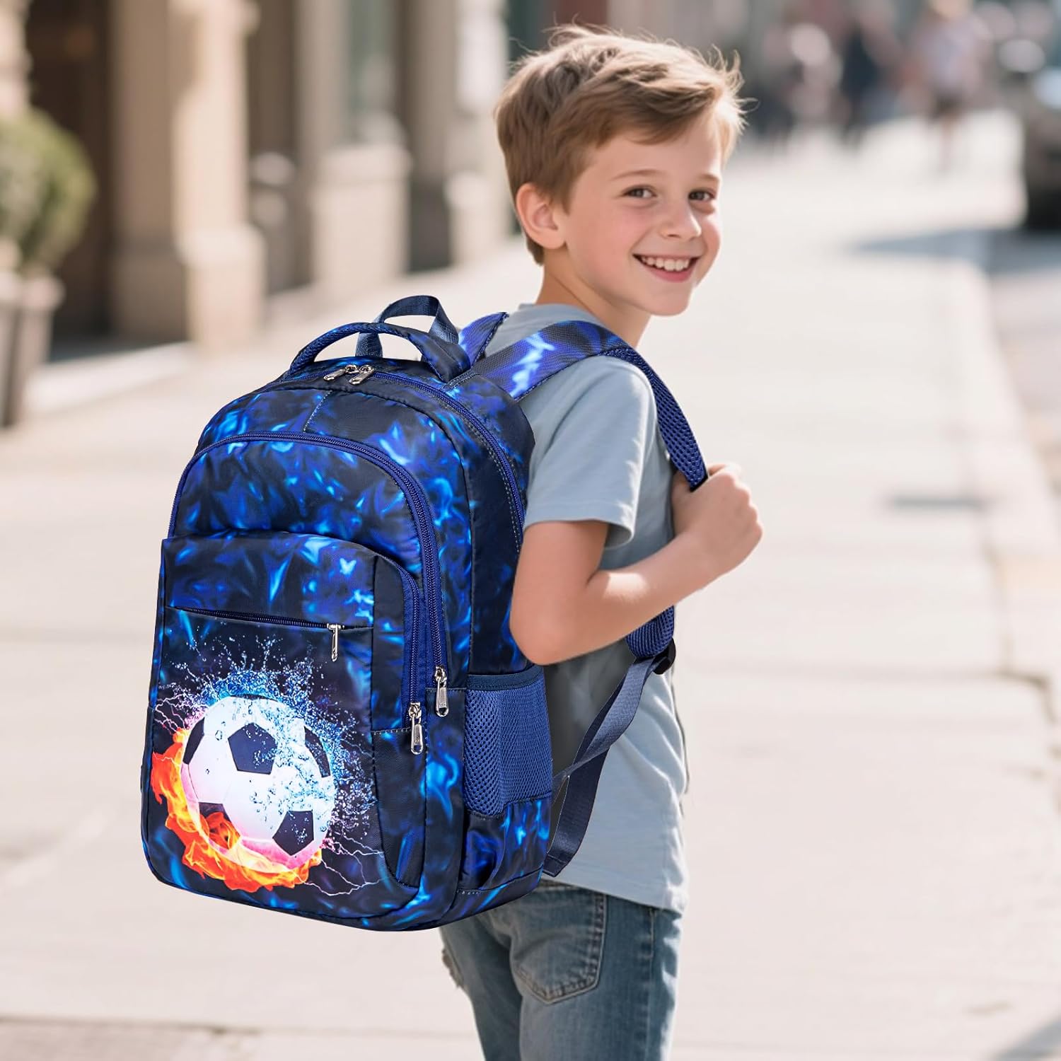 Ledaou School Backpack for Boys, Teenagers, Girls, Children’s School Bags, Waterproof, Lightweight School Bag, Large, for School Gifts, blue – Bild 4