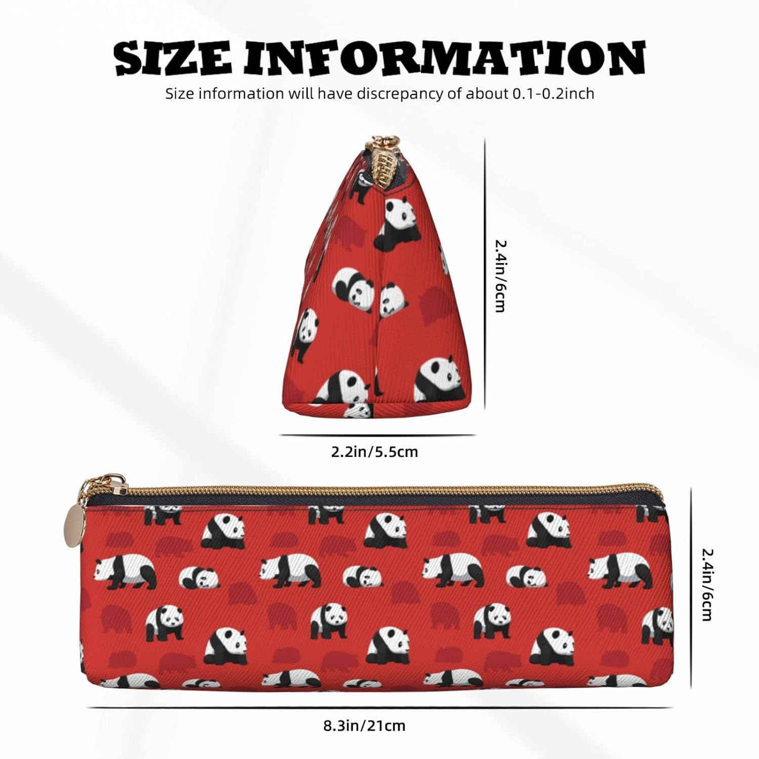 Panda Pencil Case Cosmetic Bag Pencil Case Triangle Leather Storage Bag Zipper Stationery Organizer for Adults Office, panda, Bag organiser – Bild 2